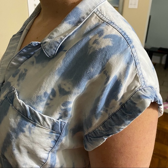 Summer Chambray denim button up unique tie dye - Picture 3 of 10